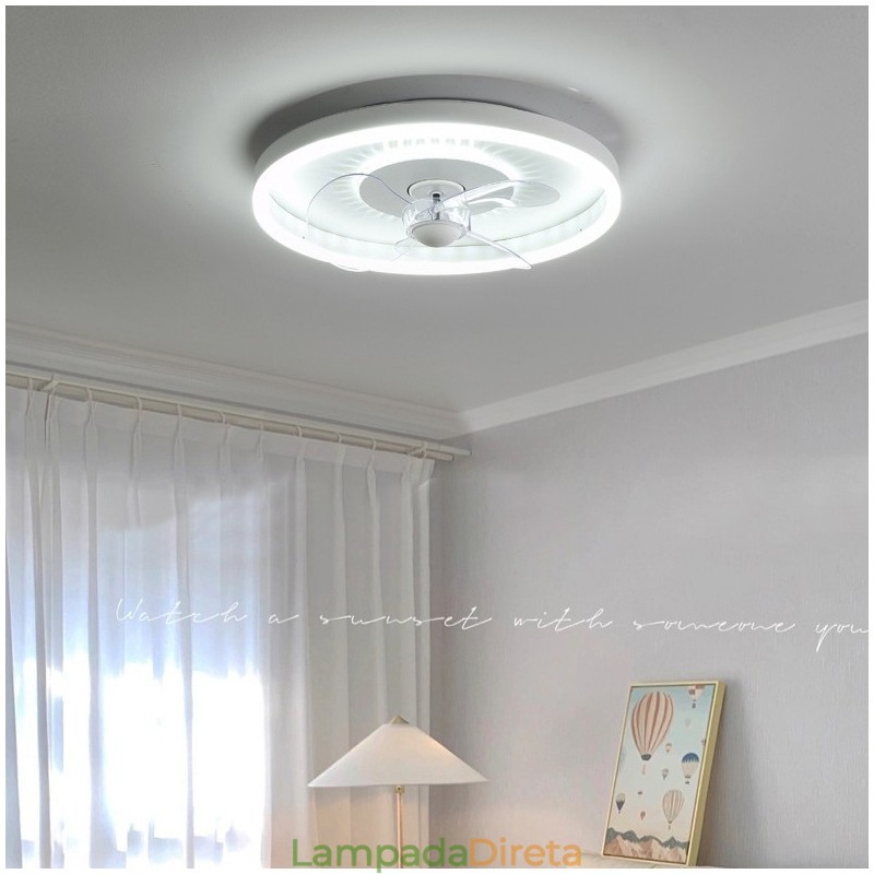 Ventilador de luz embutido moderno, redondo, ultrafino, silencioso, invisível, de espectro total, proteção para os olhos, regulável