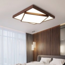 Duas camadas quadradas de madeira de nogueira preta moderna contemporânea estilo nórdico montagem embutida luz de teto de madeira também pode ser usada como luz de parede
