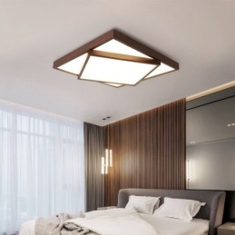 Duas camadas quadradas de madeira de nogueira preta moderna contemporânea estilo nórdico montagem embutida luz de teto de madeira também pode ser usada como luz de parede