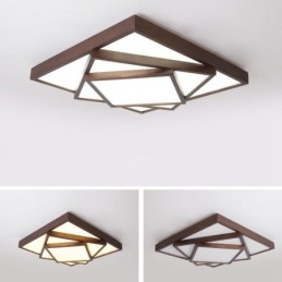 3 Camadas Quadrado Preto Nogueira Madeira Moderno Contemporâneo Estilo Nórdico Montagem Embutida Luz de Teto de Madeira Também Pode Ser Usado Como Luz de Parede