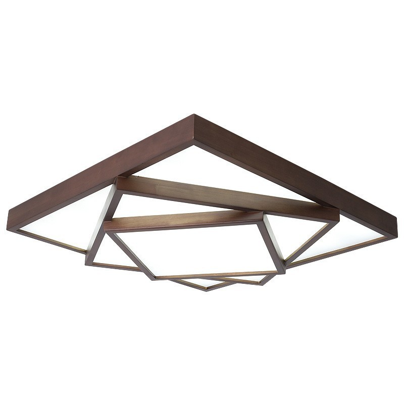 3 Camadas Quadrado Preto Nogueira Madeira Moderno Contemporâneo Estilo Nórdico Montagem Embutida Luz de Teto de Madeira Também Pode Ser Usado Como Luz de Parede
