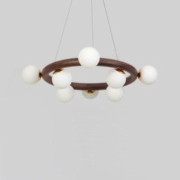 Nordic Ring Lustre Pendente Simples de Madeira de Nogueira Preta com Tons de Feijão