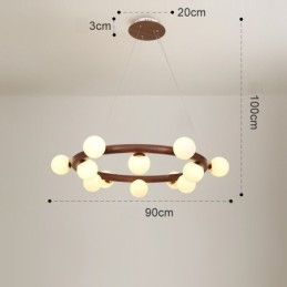 Nordic Ring Lustre Pendente Simples de Madeira de Nogueira Preta com Tons de Feijão