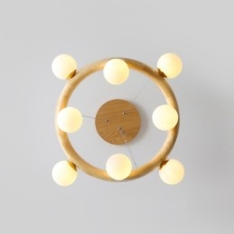 Nordic Ring Lustre Pendente Simples Moderno de Madeira com Tons de Feijão