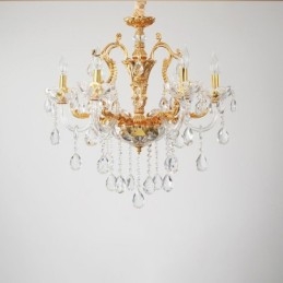 Lustre de cristal de luxo dourado com 6 luzes e 8 luzes