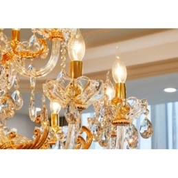 Lustre de cristal de luxo dourado com 6 luzes e 8 luzes