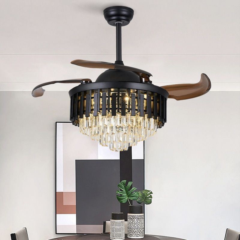 Ventilador de Teto Retrátil Light Crystal Ceiling Fan