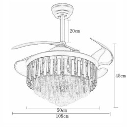 Ventilador de Teto Retrátil Light Crystal Ceiling Fan