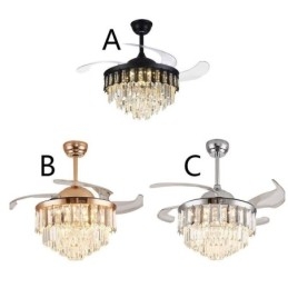 Ventilador de Teto Retrátil Light Crystal Ceiling Fan