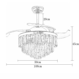 Ventilador de Teto Retrátil Light Crystal Ceiling Fan