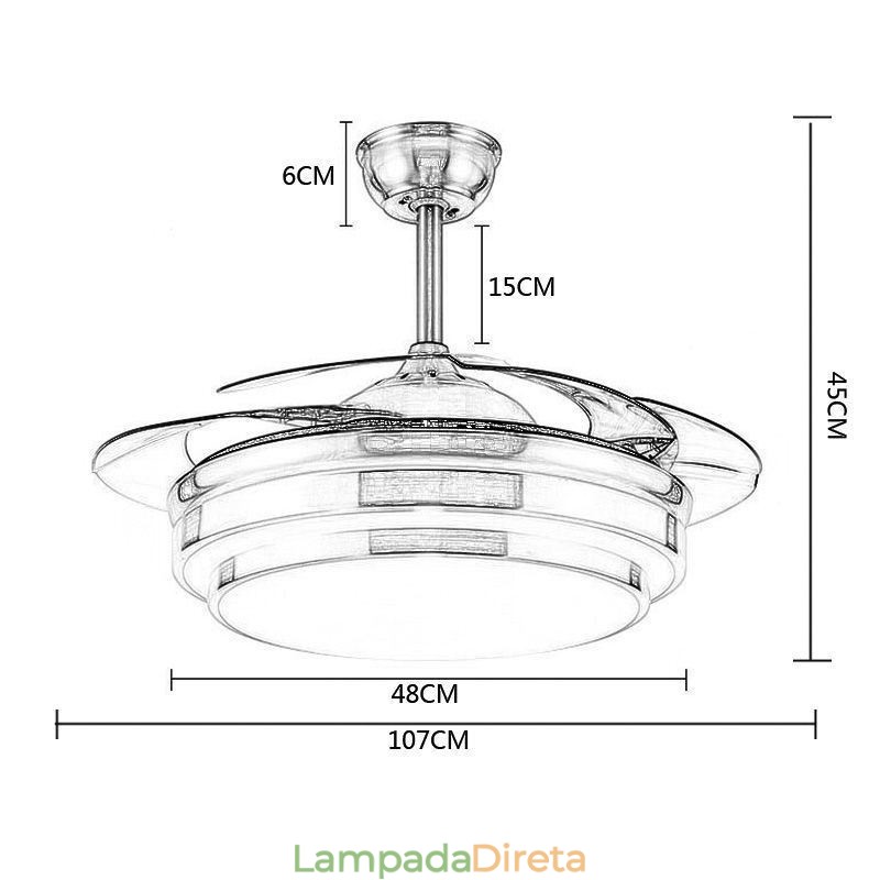Luminária de teto moderna ABS Fan Blade Iluminação acrílica