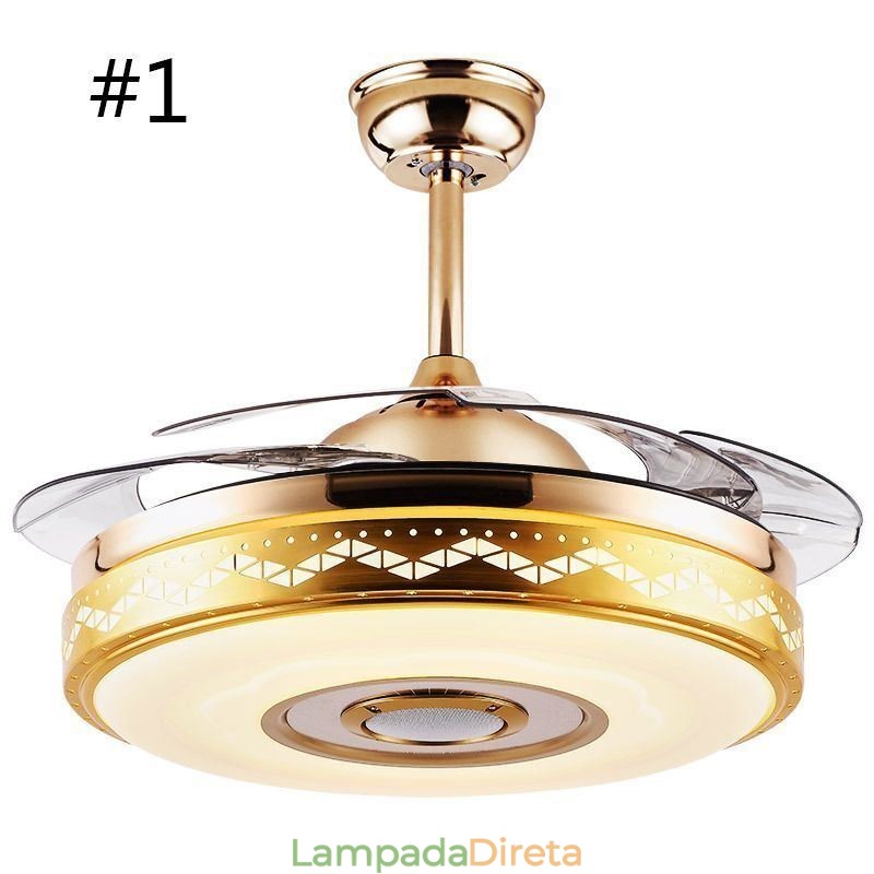 Ventilador de teto moderno eletrogalvanizado com luz inversora