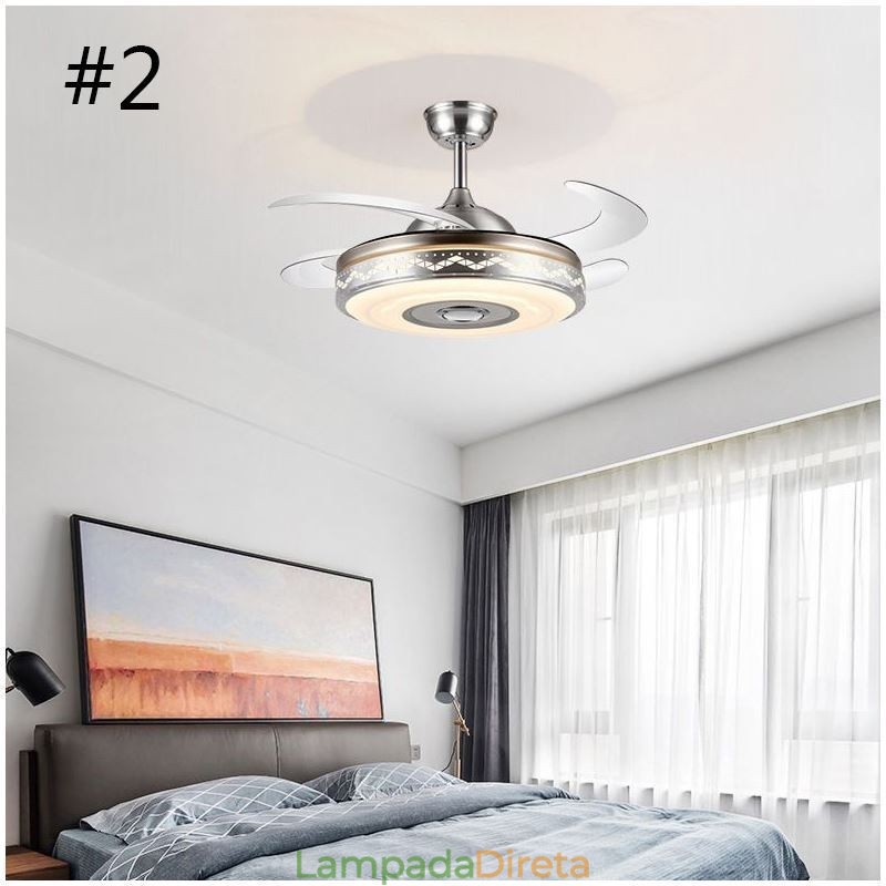 Ventilador de teto moderno eletrogalvanizado com luz inversora