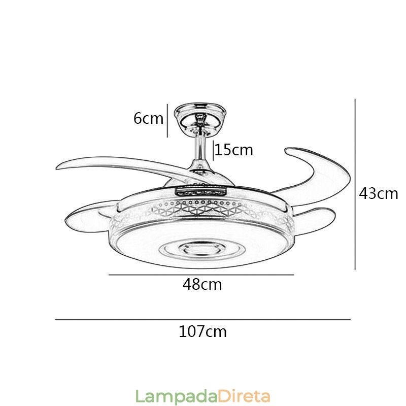 Ventilador de teto moderno eletrogalvanizado com luz inversora