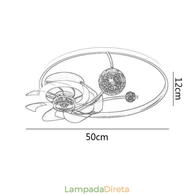 Ventilador de Teto com Luzes Decor Ventilador Luminária Acrílico