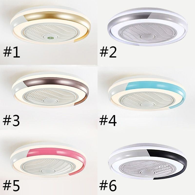 Ventilador de teto moderno, luminária de teto redonda acrílica com controle remoto