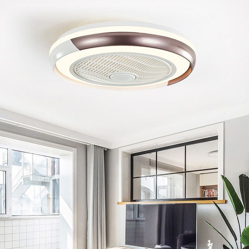 Ventilador de teto moderno, luminária de teto redonda acrílica com controle remoto