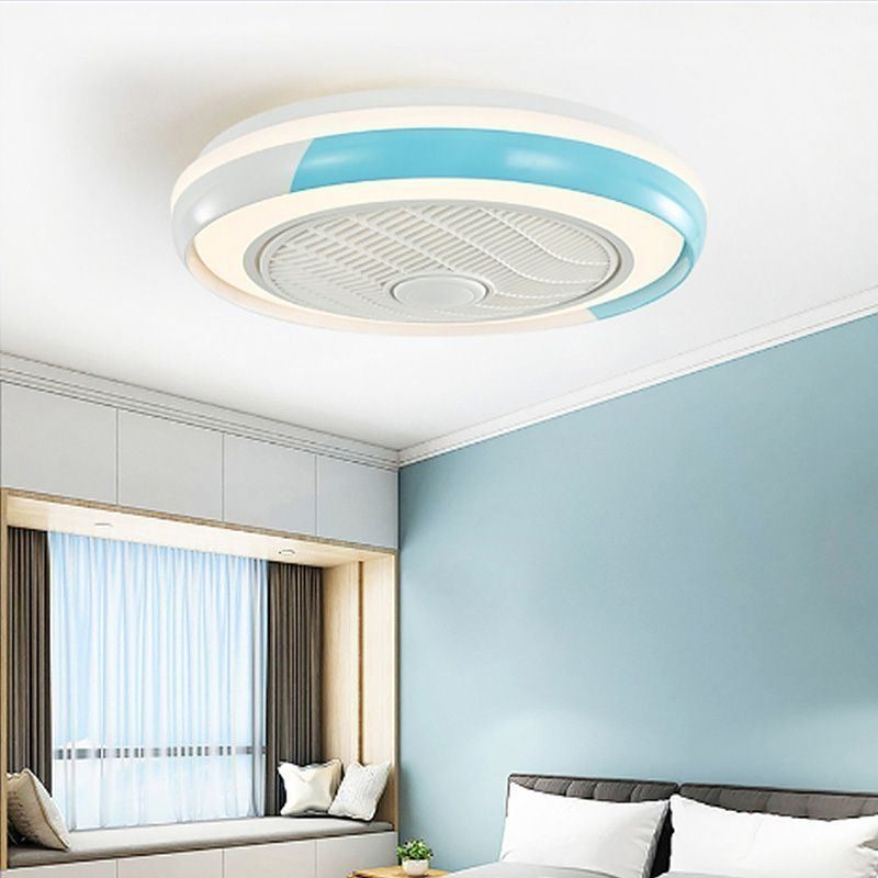 Ventilador de teto moderno, luminária de teto redonda acrílica com controle remoto