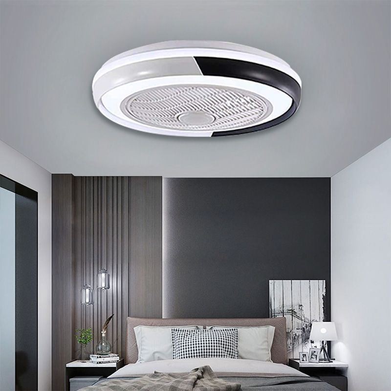 Ventilador de teto moderno, luminária de teto redonda acrílica com controle remoto