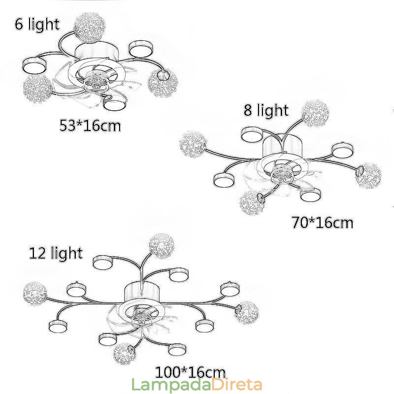 Lustre de teto criativo com ventilador