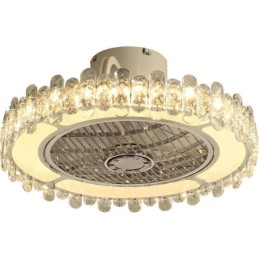 Ventilador de teto de cristal Luz dourada Lâmpada de teto redonda