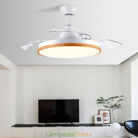Ventilador de teto inversor moderno com controle remoto, lâmpada de teto tricolor com escurecimento Ventilador de teto inversor moderno com controle remoto, lâmpada de teto tricolor com escurecimento