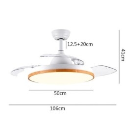 Ventilador de teto inversor moderno com controle remoto, lâmpada de teto tricolor com escurecimento