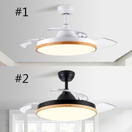 Ventilador de teto inversor moderno com controle remoto, lâmpada de teto tricolor com escurecimento