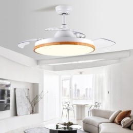 Ventilador de teto inversor moderno com controle remoto, lâmpada de teto tricolor com escurecimento