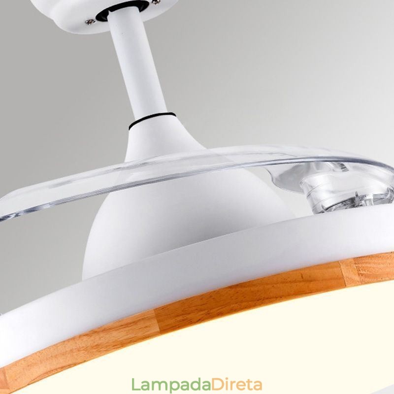 Ventilador de teto inversor moderno com controle remoto, lâmpada de teto tricolor com escurecimento