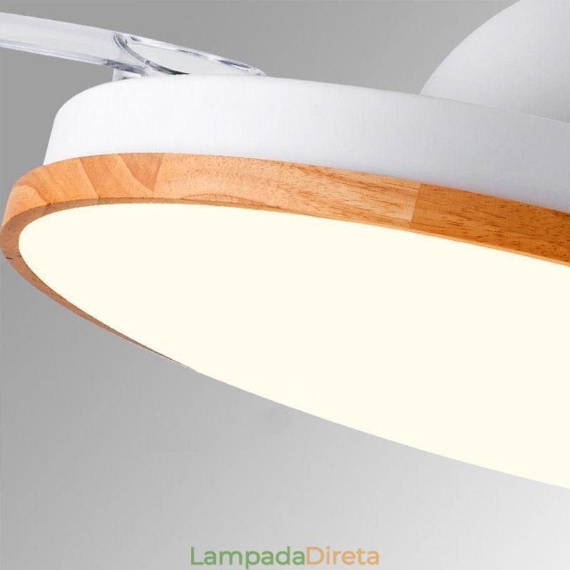 Ventilador de teto inversor moderno com controle remoto, lâmpada de teto tricolor com escurecimento