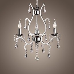Lustre de Cristal com 3 Luzes em Metal