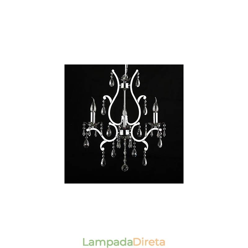 Lustre de Cristal com 3 Luzes em Metal