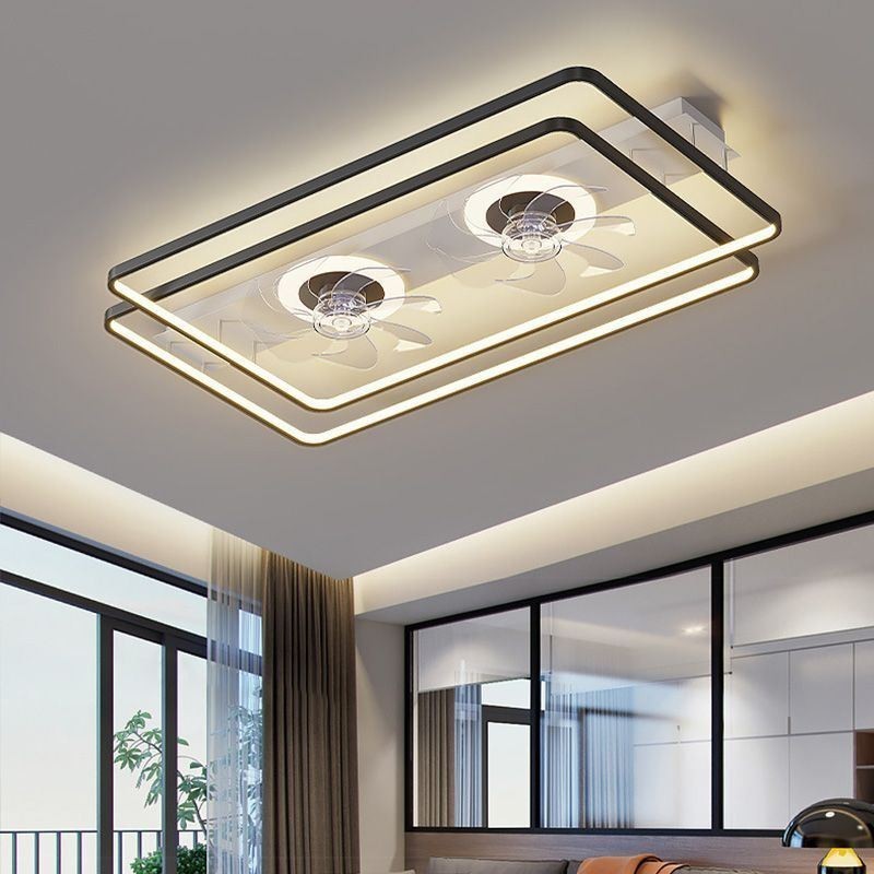 Ventilador de teto embutido moderno com luzes de controle remoto