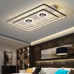 Ventilador de teto embutido moderno com luzes de controle remoto