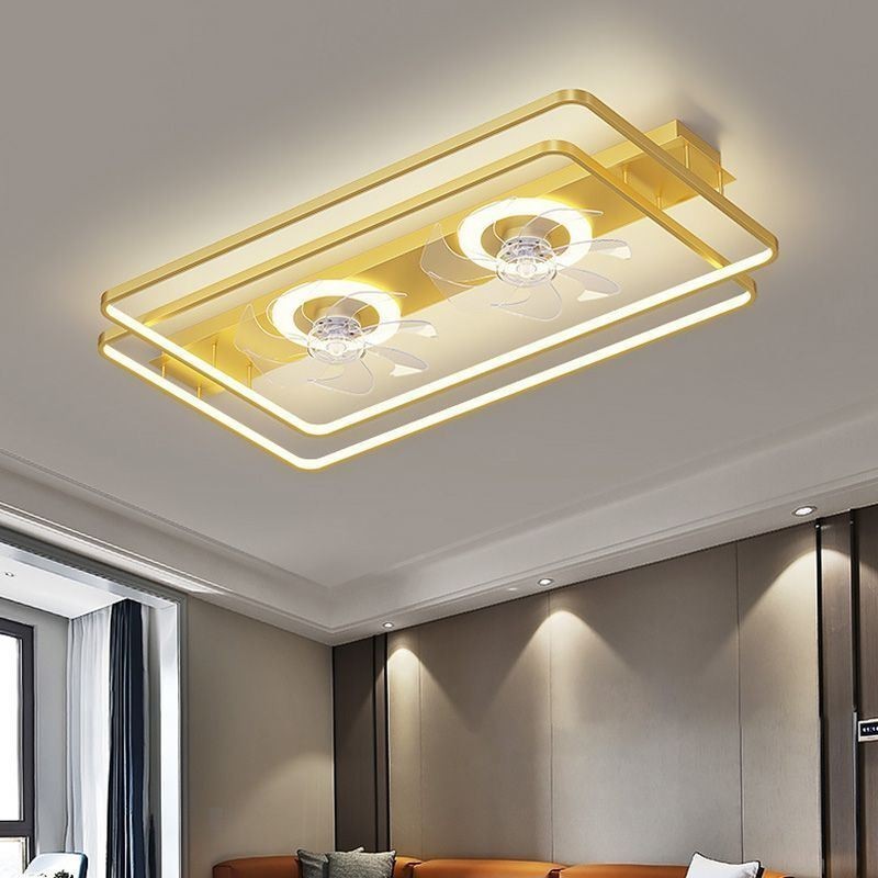 Ventilador de teto embutido moderno com luzes de controle remoto