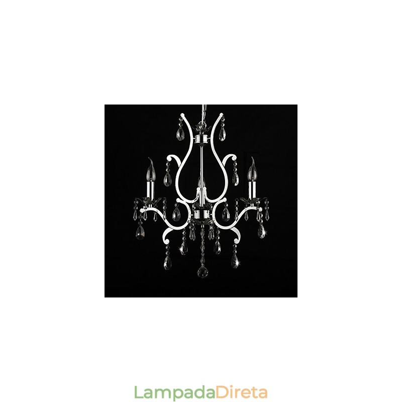 Lustre de Cristal com 3 Luzes em Metal