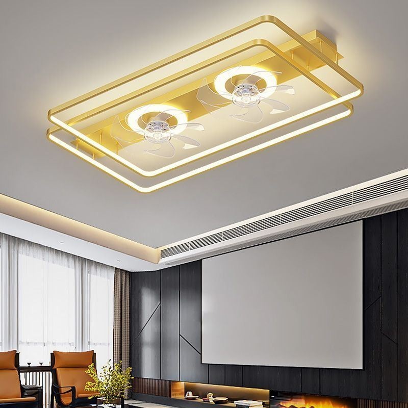 Ventilador de teto embutido moderno com luzes de controle remoto