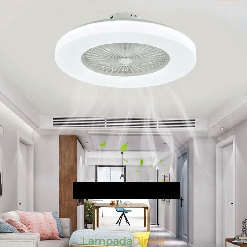 Ventilador de teto Luz tricromática Dimerização 3 velocidades Controle remoto