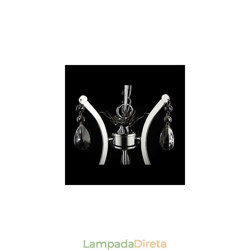Lustre de Cristal com 3 Luzes em Metal