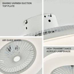 Ventilador de teto Luz tricromática Dimerização 3 velocidades Controle remoto