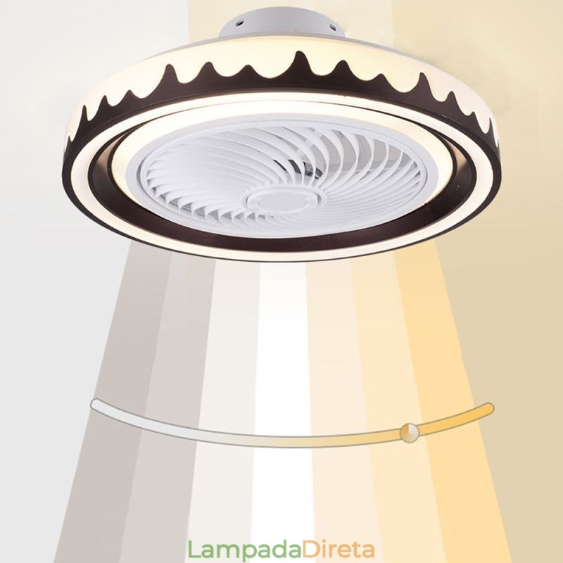 Luminária de teto redonda com ventilador de 3 velocidades e controle remoto