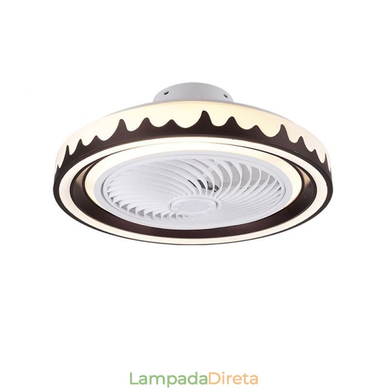 Luminária de teto redonda com ventilador de 3 velocidades e controle remoto