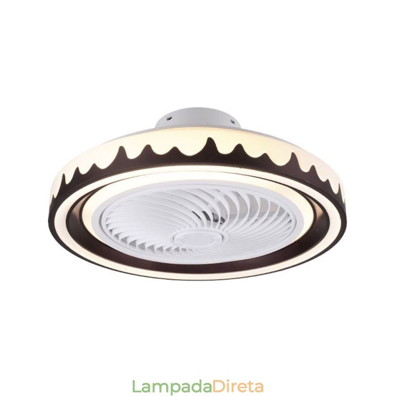 Luminária de teto redonda com ventilador de 3 velocidades e controle remoto