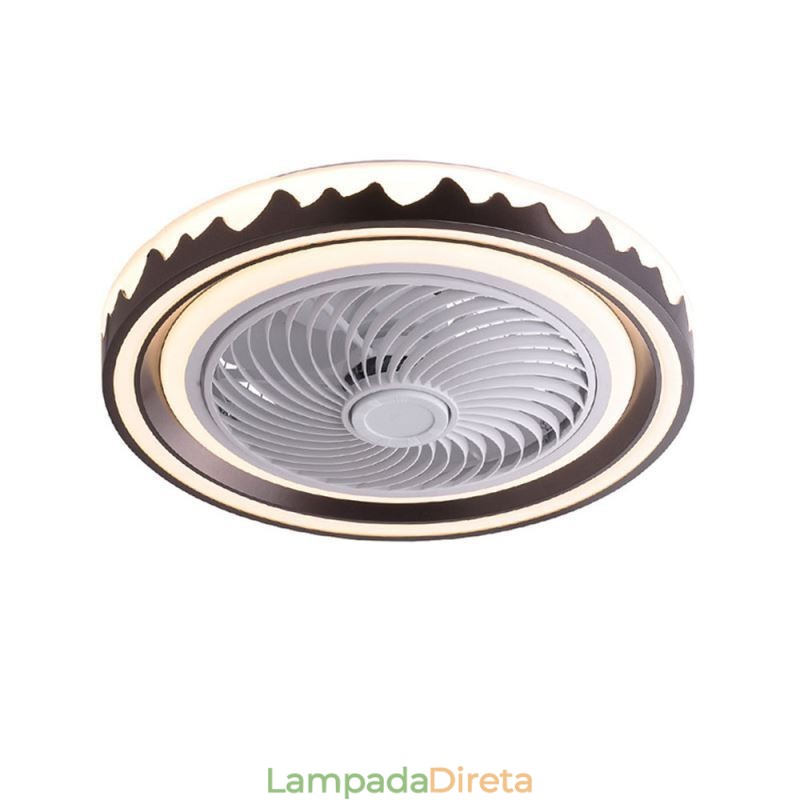 Luminária de teto redonda com ventilador de 3 velocidades e controle remoto