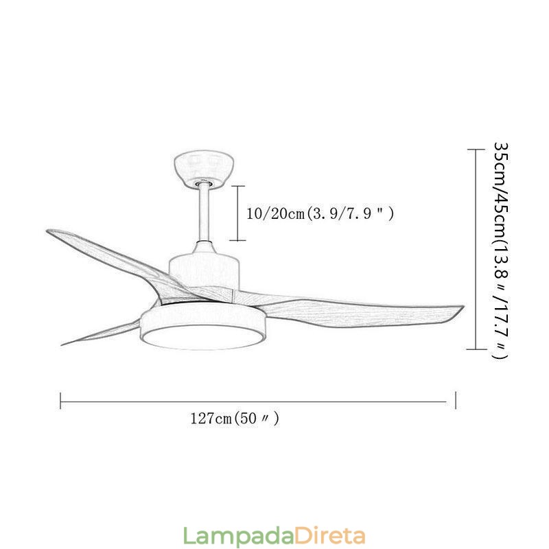 Ventilador de Teto com Controle Remoto 3 Pás