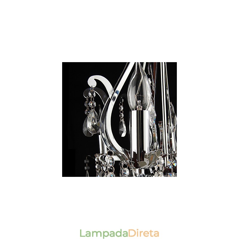 Lustre de Cristal com 3 Luzes em Metal