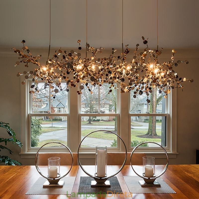 Lustre moderno minimalista em aço inoxidável