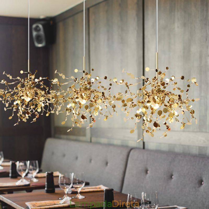 Lustre moderno minimalista em aço inoxidável