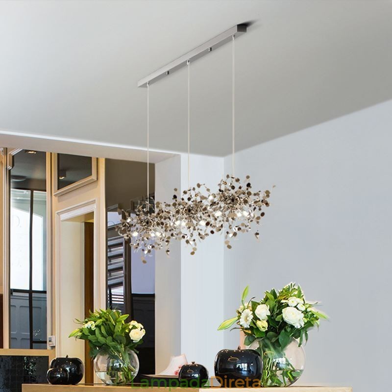 Lustre moderno minimalista em aço inoxidável